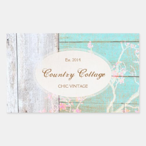 Country Vintage Turquoise Rustic Wood Rectangular Sticker