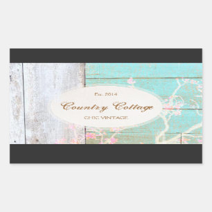 Country Vintage, Turquoise Rustic Wood Rectangular Sticker