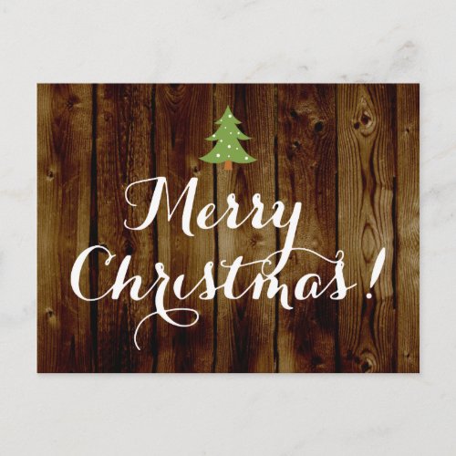 Country Vintage Wood Merry Christmas Holiday Postcard