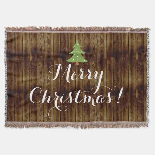 Country Vintage Wood Merry Christmas Throw Blanket