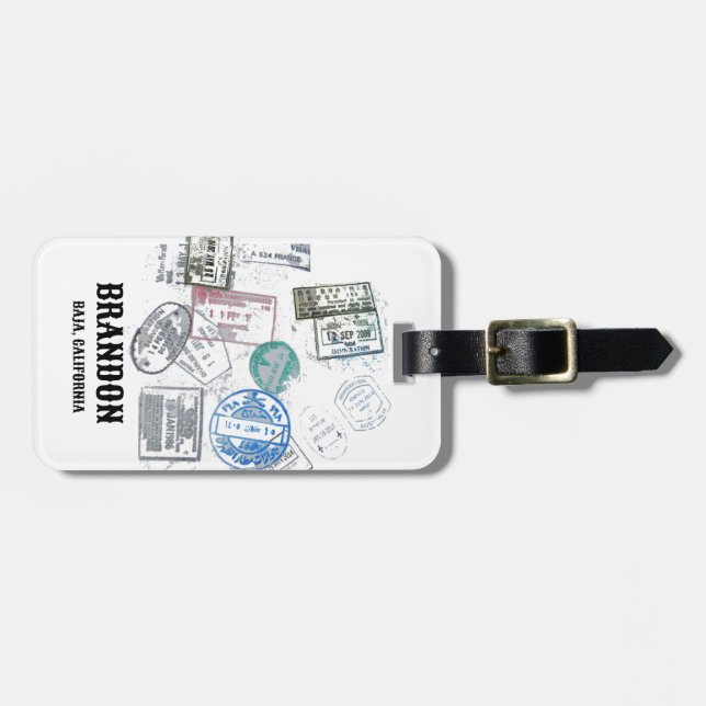 Country Visa Stamps Cool Customizable Luggage Tag (Front Horizontal)