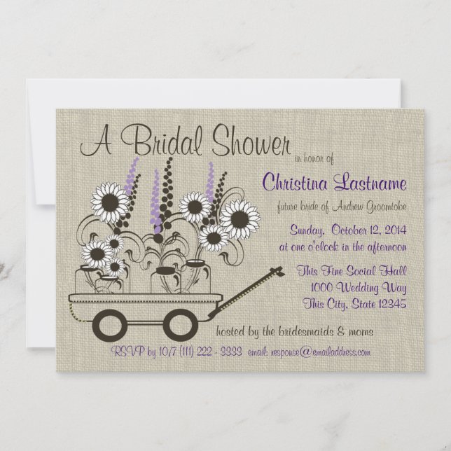 Country Wagon Bridal Shower Invitation (Front)