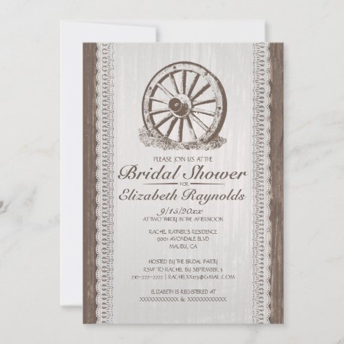 Country Wagon Wheel Bridal Shower Invitations