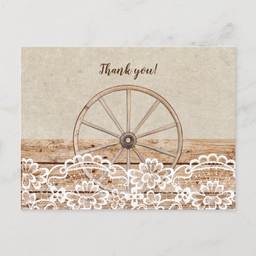 Country Wagon Wheel Rustic Barn Wedding Invitation Postcard