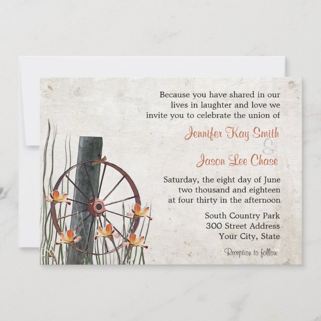 Country Wagon Wheel  Wedding Invitations (Front)
