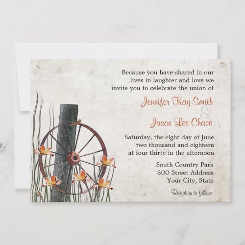 Country Wagon Wheel  Wedding Invitations