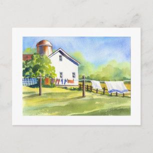 Country Wash Day Postcard