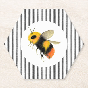 Country Watercolor Bee Paper Coaster