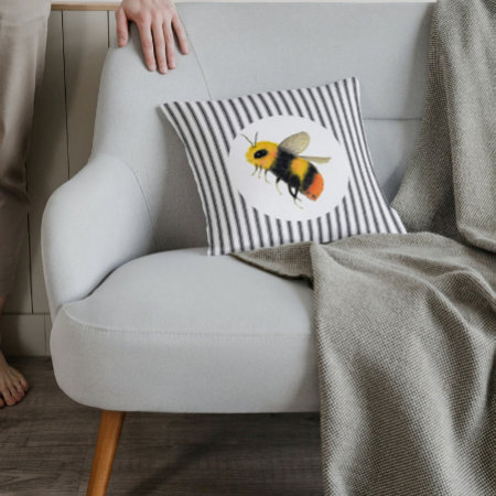 Country Watercolor Bee Pillow