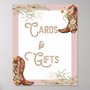 Country Watercolor Floral Boots Cards & Gifts Poster
