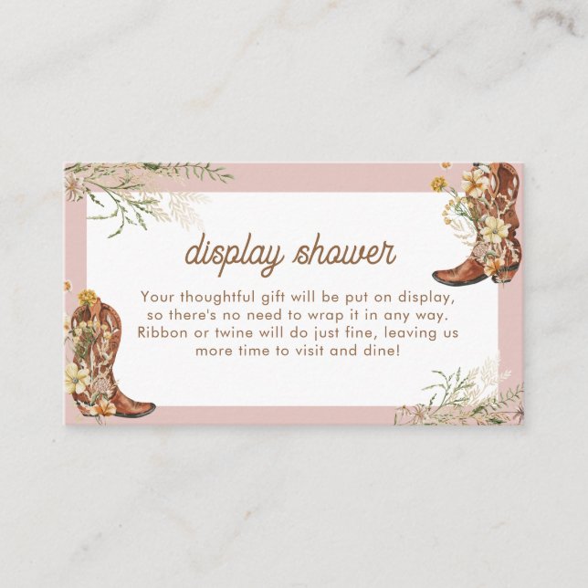Country Watercolor Floral Bridal Shower Enclosure Card (Front)