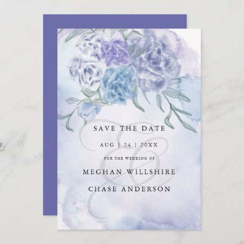 Country Watercolor Floral Dusty Blue Invitation