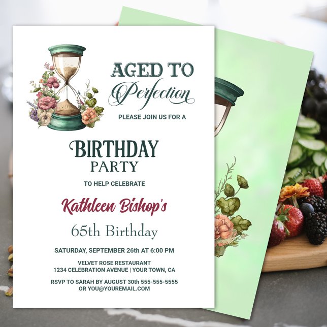 Country Watercolor Floral Hourglass Birthday Party Invitation (Creator Uploaded)
