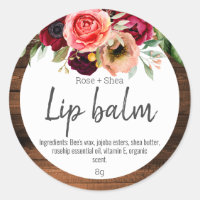 Country Watercolor Flowers Lip Balm Pot Labels
