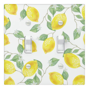 Country Watercolor Lemons & Blossoms Light Switch Cover