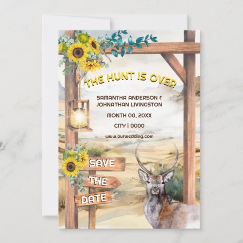 Country watercolor western buck hunting theme invitation