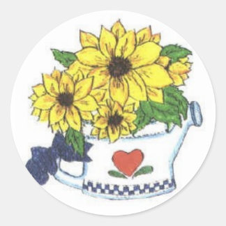 Country Watering Can with Flowers Stickers