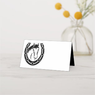 Country Wedding Black Horse Horseshoe Western Place Card