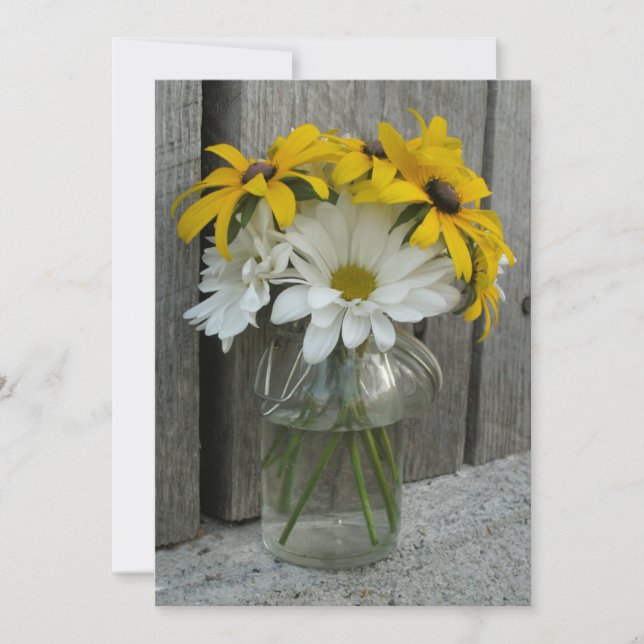 Country Wedding: Daisies & Black Eyed Susans Invitation (Front)