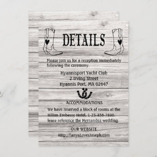 Country Wedding Details Wood Cowboy Boots Western Invitation