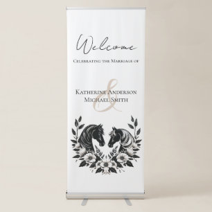 Country Wedding-Horses and Flowers Retractable Banner