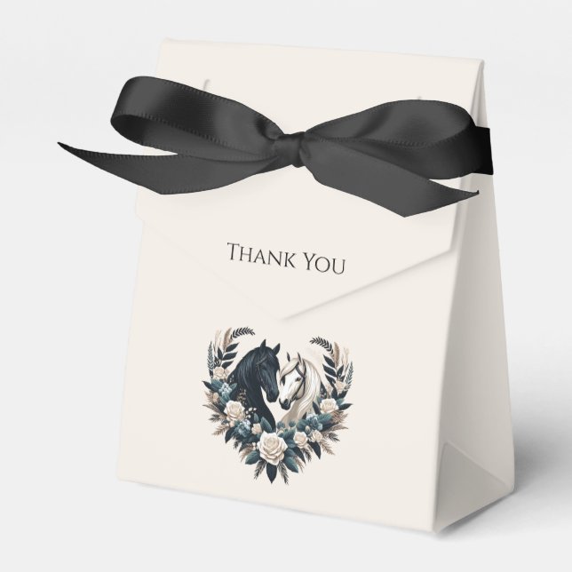 Country Wedding-Horses in Love  Favor Boxes (Front Side)