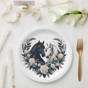 Country Wedding-Horses in Love  Paper Plates