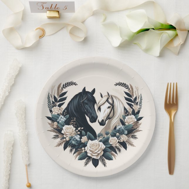 Country Wedding-Horses in Love  Paper Plates (Wedding)