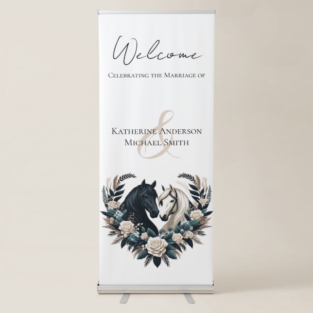 Country Wedding-Horses in Love Retractable Banner (Front)