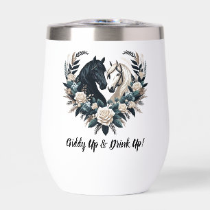 Country Wedding-Horses in Love  Thermal Wine Tumbler