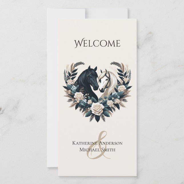 Country Wedding-Horses in Love-Wedding Program (Front)