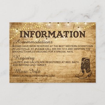 Country Wedding Information Card For Rustic Weddin by LangDesignShop at Zazzle