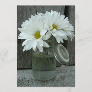 Country Wedding Invitation Daisies Mason Jar