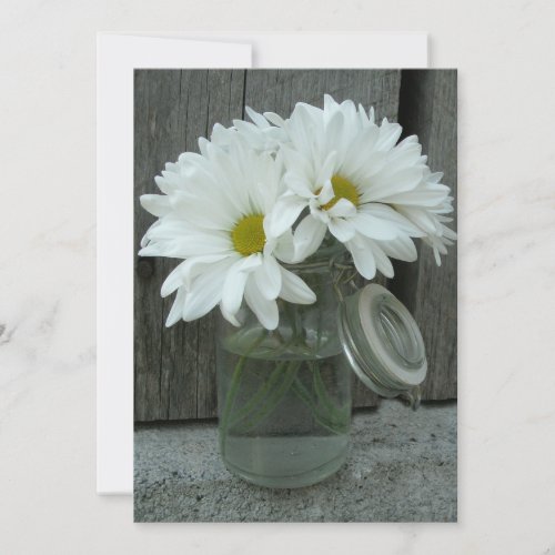 Country Wedding Invitation Daisies Mason Jar