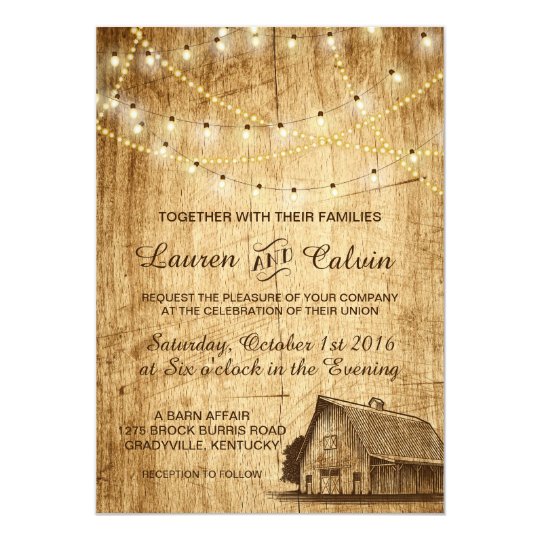 Country Wedding Invitation With Barn