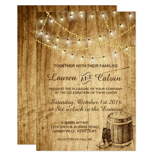 Country Wedding Invitation With Cowboy Boots