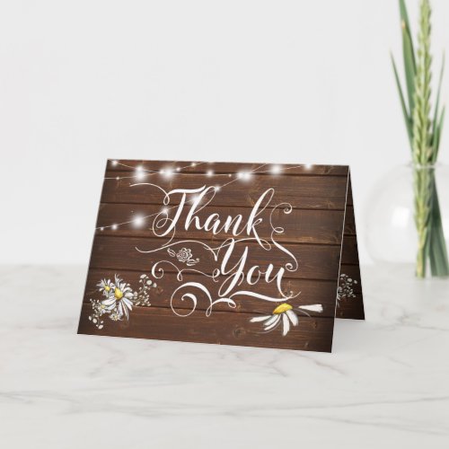 Country Wedding Mason Jar Daisies BarefootBride Thank You Card