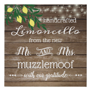 Country Wedding Reception Favor Sign Limoncello