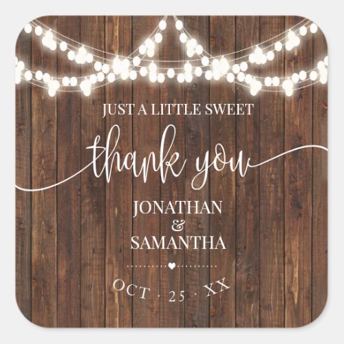 Country Wedding Rustic Bridal Shower Thank You Square Sticker