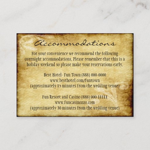 Customizable Country Wedding Rustic Insert Accommodation Cards Business Card