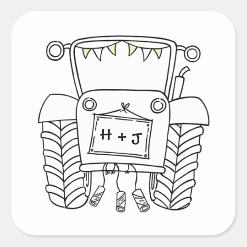 Country Wedding Tractor Sticker Label