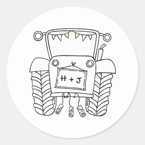 Country Wedding Tractor Sticker Label