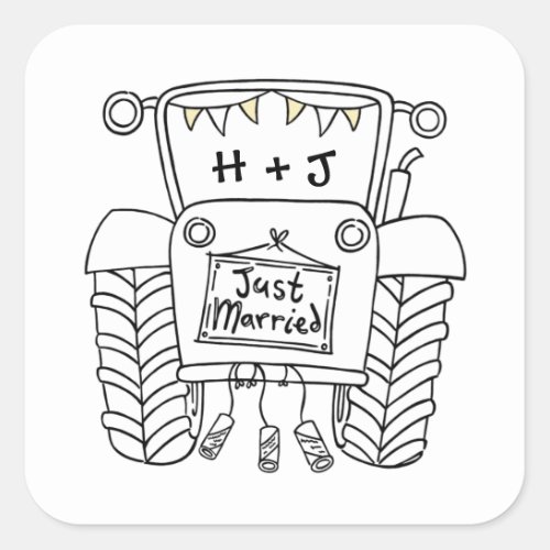 Country Wedding Tractor Sticker Label