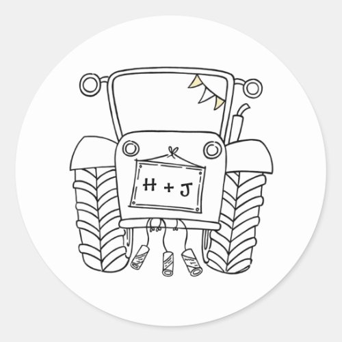 Country Wedding Tractor Sticker Label