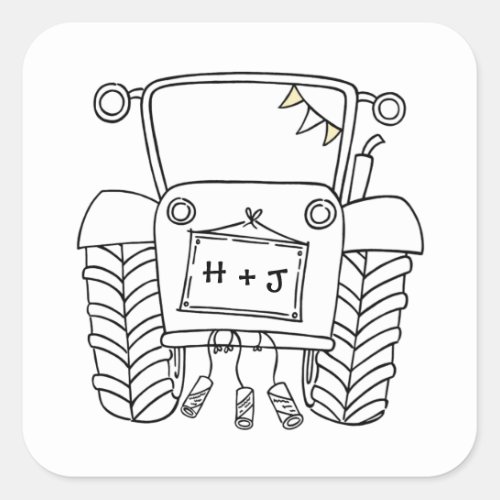 Country Wedding Tractor Sticker Label