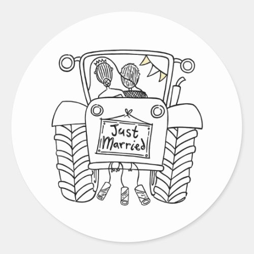 Country Wedding Tractor Sticker Label