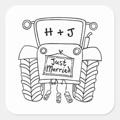 Country Wedding Tractor Sticker Label