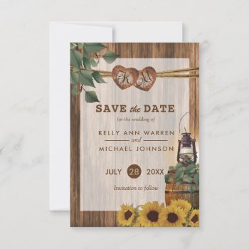 Country Wedding With Sunflowers Save The Date by DesignsbyDonnaSiggy at Zazzle