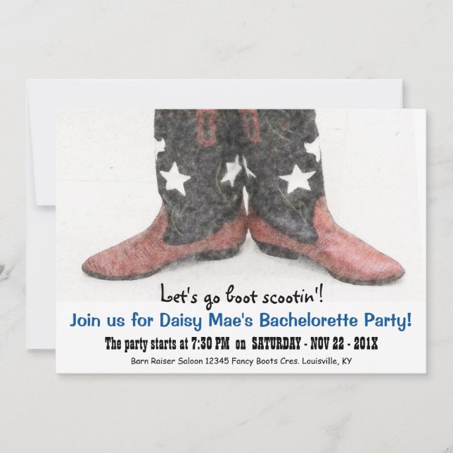 Country Western American Bachelorette Party Invitation (Front)