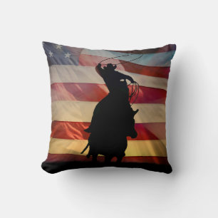 Country Western American Cowboy Roper Throw Pillow